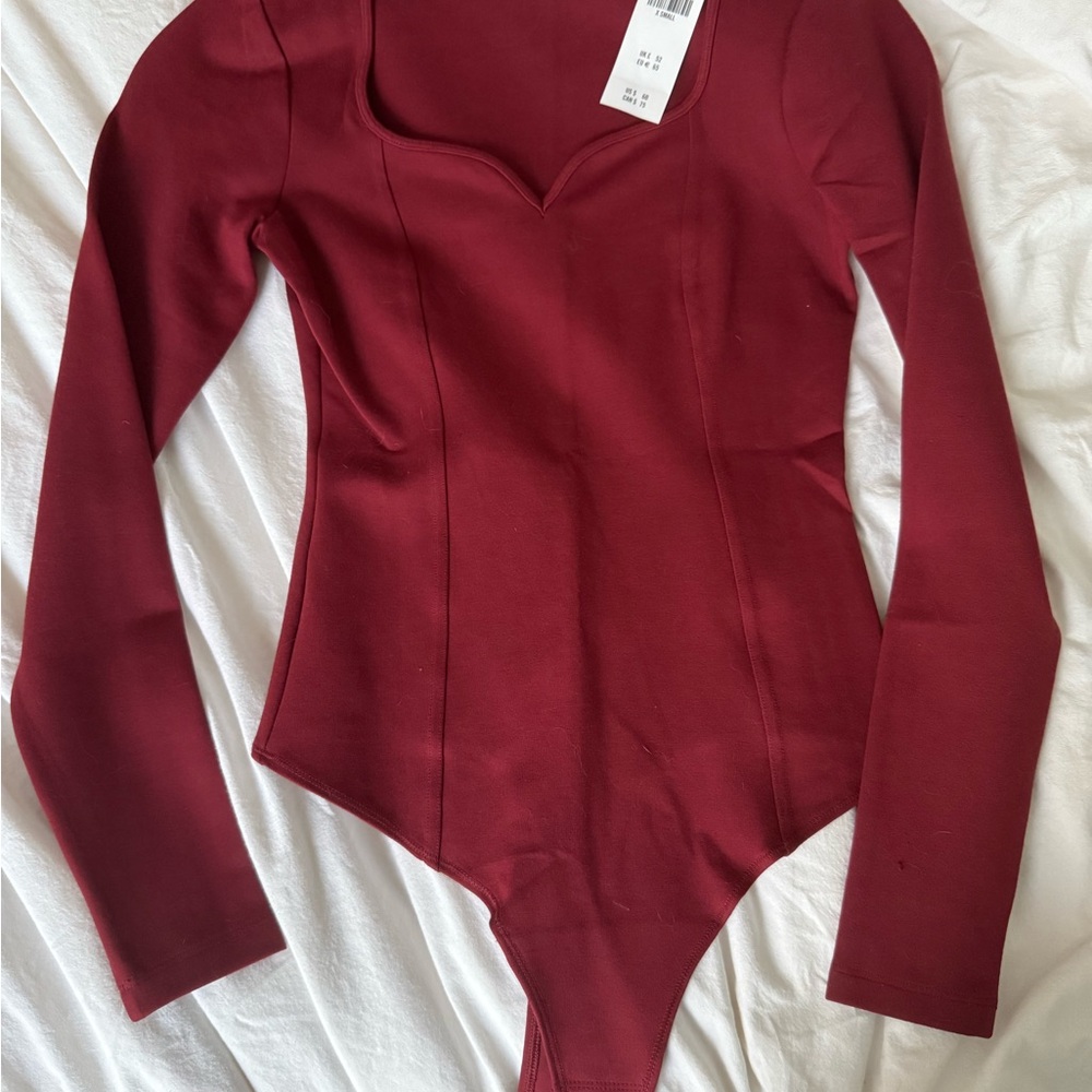 Abercrombie Burgundy Long Sleeve Bodysuit
